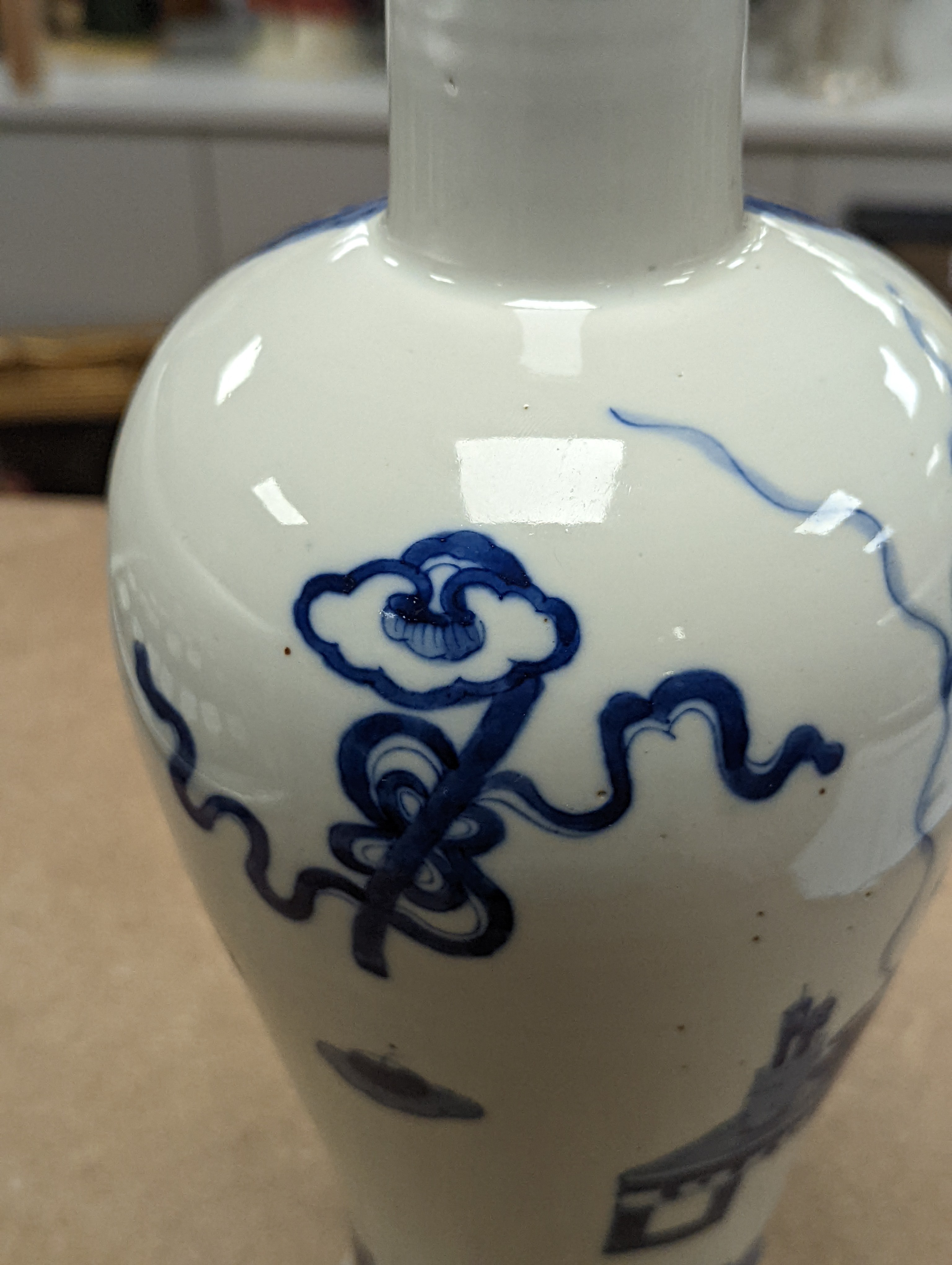 A Chinese underglaze blue baluster vase, 30 cms high.